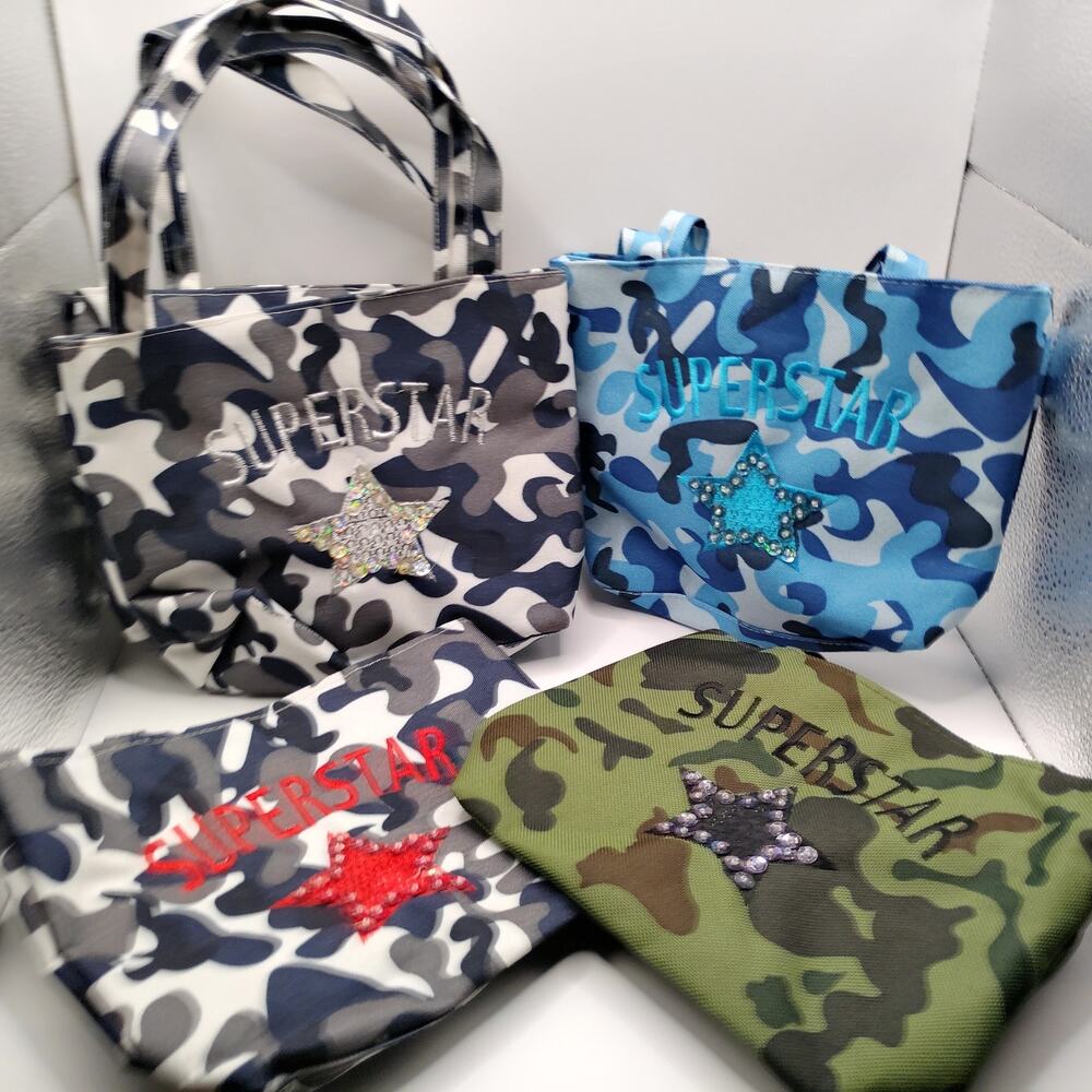 Superstar Lot of 5 Small Camouflage Purses Multi-Colored Camo Set Handbags